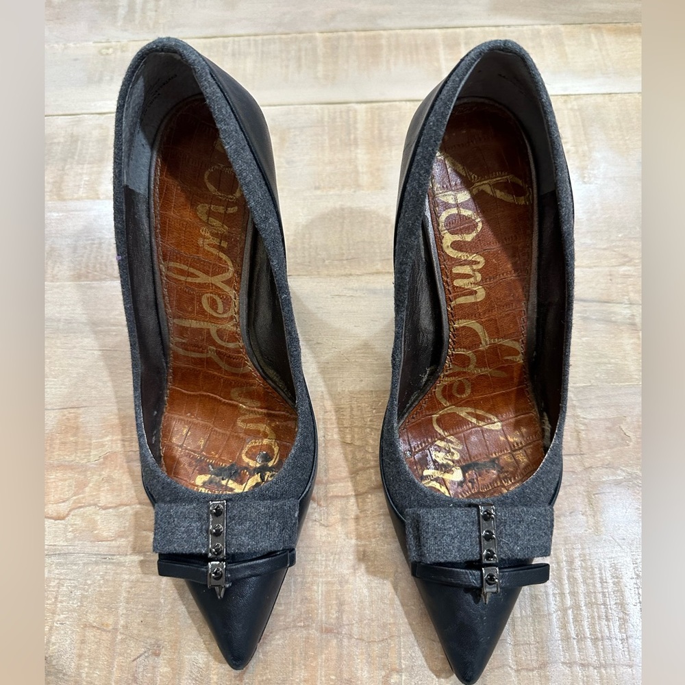 Sam Edelman pointed heel rock stud leather sock heels